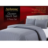 3 piece Quilt Set - Gray, Queen Size, Includes Quilt and Pillow Shams