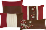 7 Piece Comforter Set Brown Red Floral Modern Bedding