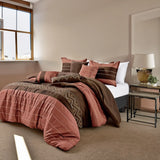 7 Piece Comforter Set Brown Rust Boho Minimal Soft Bedding