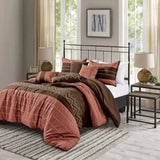 7 Piece Comforter Set Brown Rust Boho Minimal Soft Bedding