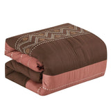 7 Piece Comforter Set Brown Rust Boho Minimal Soft Bedding