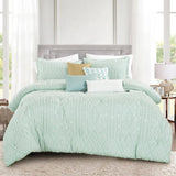 7 Piece Set Comforter Jacquard Light Green Soft Bedding Set