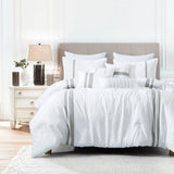 7 Piece Set Comforter White Minimal Striped Soft Bedding Set