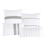 7 Piece Set Comforter White Minimal Striped Soft Bedding Set