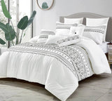 7 Piece Comforter White Minimal Tribal Geometric Bedding Set