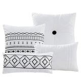 7 Piece Comforter White Minimal Tribal Geometric Bedding Set