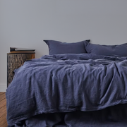 Navy Blue - 100% Pure Linen | Linen Cotton Mix | 3 Piece Duvet Cover