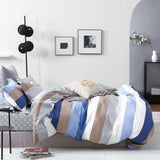 Hunter Blue/White Striped 100% Cotton Reversible Comforter Set