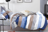 Hunter Blue/White Striped 100% Cotton Reversible Comforter Set