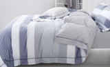 Wilhelm Blue/White Striped 100% Cotton Reversible Comforter Set