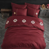 Hobby Elegant Olympos Bordeaux - Double Embroidery Satin Duvet Cover Set