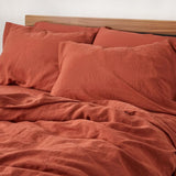 Brick Red - 100% Pure Linen | Linen Cotton Mix | 3 Piece Duvet Cover