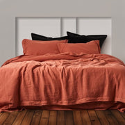 Brick Red - 100% Pure Linen | Linen Cotton Mix | 3 Piece Duvet Cover