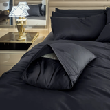 Charcoal Black - Cotton Sateen 3 Piece Duvet Cover Set | 4 Piece Sheet