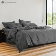 Grey - Cotton Sateen 3 Piece Duvet Cover Set | 4 Piece Sheet Set |