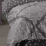 Hobby Ruby Anthracite - Double Satin Duvet Cover Set