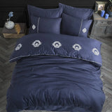 Hobby Elegant Olympos Navy Blue - Double Embroidery Satin Duvet Cover Set