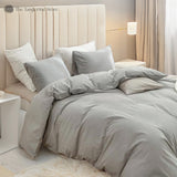 Light Grey - 100% Cotton 3 Piece Duvet Cover Set | 4 Piece Sheet Set |