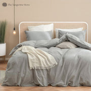 Light Grey - 100% Cotton 3 Piece Duvet Cover Set | 4 Piece Sheet Set |