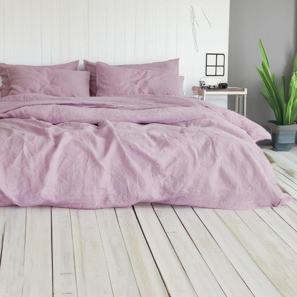 Lilac - 100% Pure Linen | Linen Cotton Mix | 3 Piece Duvet Cover Set |