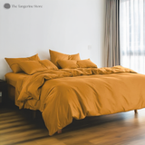 Mustard Yellow - Cotton Sateen 3 Piece Duvet Cover Set | 4 Piece Sheet