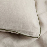 Natural Beige with Moss Green Piping - 100% Pure Linen or Linen Cotton