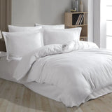 Hobby Striped White - Double Jacquard Satin Duvet Cover Set