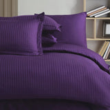 Hobby Striped Purple - Double Jacquard Satin Duvet Cover Set