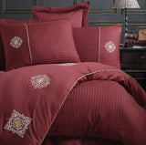 Hobby Elegant Zeugma Bordeaux - Double Embroidery Satin Duvet Cover Set