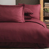 Hobby striped burgundy - Double Jacquard Satin Duvet Cover Set