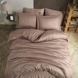 Hobby striped Milk Coffee - Double Jacquard Satin Duvet Cover Set