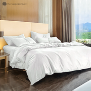 White - Cotton Sateen 3 Piece Duvet Cover Set | 4 Piece Sheet Set |