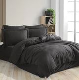 Hobby Striped Black - Double Jacquard Satin Duvet Cover Set