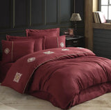 Hobby Elegant Zeugma Bordeaux - Double Embroidery Satin Duvet Cover Set