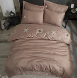 Hobby Elegant Zeugma Coffee - Double Embroidery Satin Duvet Cover Set