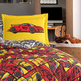 Hobby Cars Red - Poplin Studio Single Duvet Cover Set