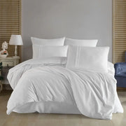 Hobby Plain - White Double 300TC Satin Duvet Cover Set