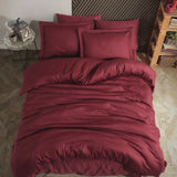 Hobby striped burgundy - Double Jacquard Satin Duvet Cover Set