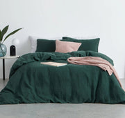 Dark Green - 100% Cotton 3 Piece Duvet Cover Set | 4 Piece Sheet Set |