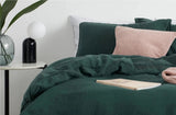 Dark Green - 100% Cotton 3 Piece Duvet Cover Set | 4 Piece Sheet Set |