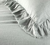 Sage Green - 100% Pure Linen | Linen Cotton Mix | 3 Piece Ruffle Duvet