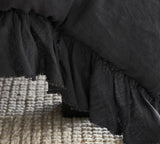 Black - 100% Pure Linen | Linen Cotton Mix | 3 Piece Ruffle Duvet