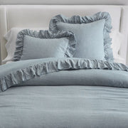 Sky Blue - 100% Pure Linen | Linen Cotton Mix | 3 Piece Ruffle Duvet