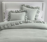 Sage Green - 100% Pure Linen | Linen Cotton Mix | 3 Piece Ruffle Duvet