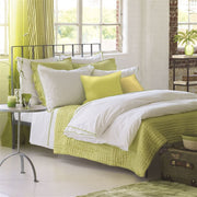 White with Lime Green Piping- Pure Cotton, Pure Linen or Linen