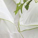 White with Lime Green Piping  - Pure Cotton, Pure Linen or Linen