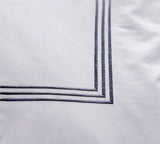 White with Black Embroidery - Cotton Sateen, Pure Linen, Linen Cotton