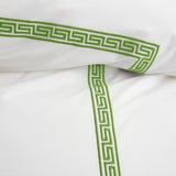 White with Spring Green - Cotton Sateen, Pure Linen, Linen Cotton Mix