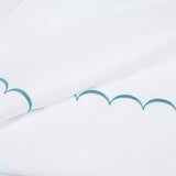 White with Teal Blue - Cotton Sateen, Pure Linen, Linen Cotton Mix | 3