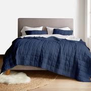 Navy Blue - 3-Piece Quilt Bedding with Pillowcases | Lightweight